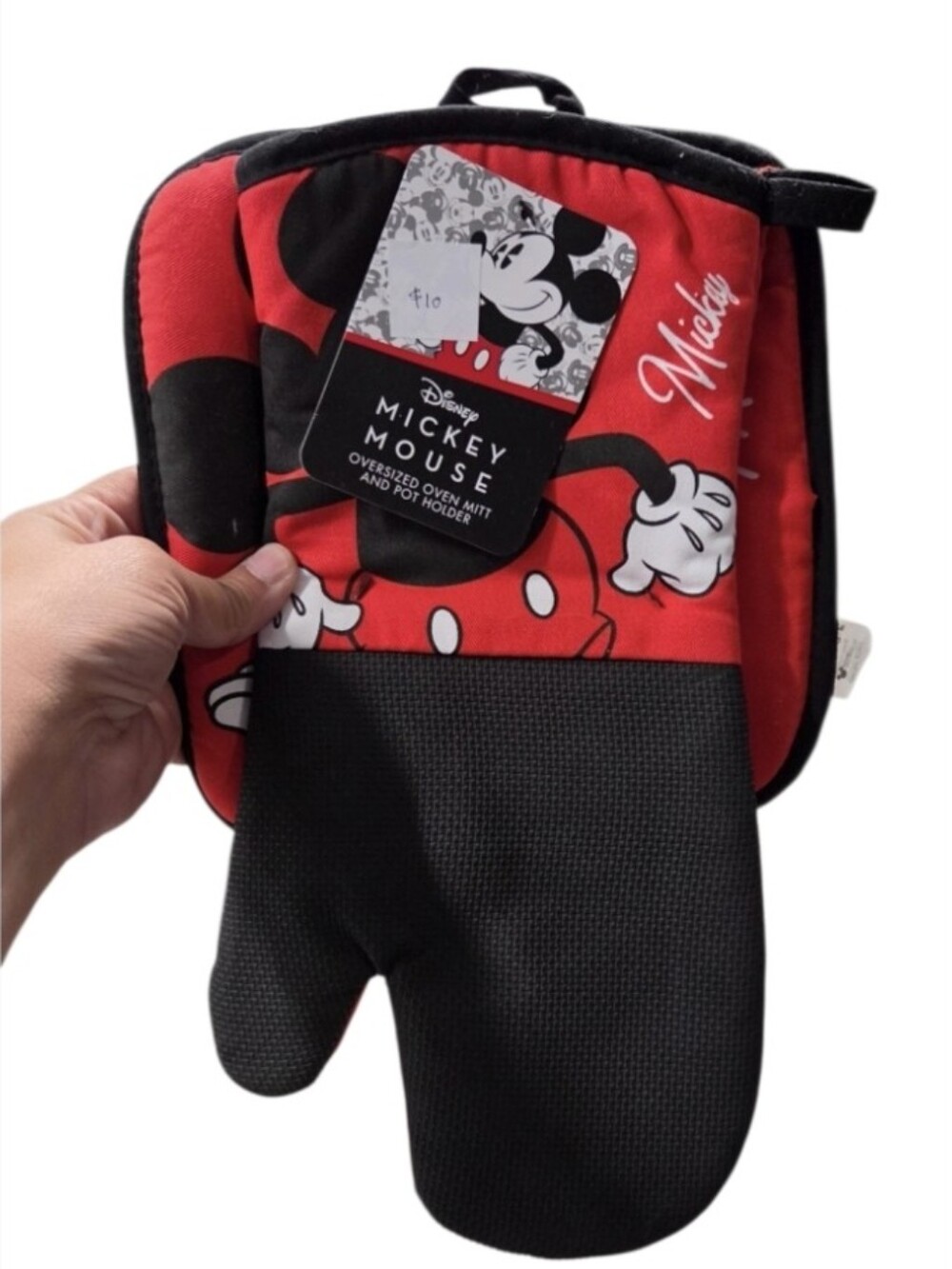 Disney Mickey Mouse Red and Black Oven Mitt & Pot Holder Set